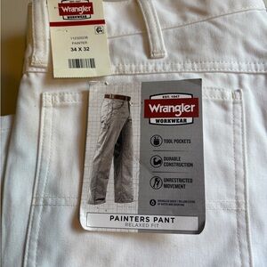Wrangler white Workwear Painter Pant, 34 x 32, NWT